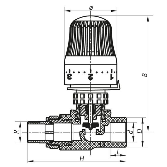 Кран термостатичний з термоголовкою прямий PPR 20x1/2 Koer K0156.PRO (KP0199) | Зображення 1