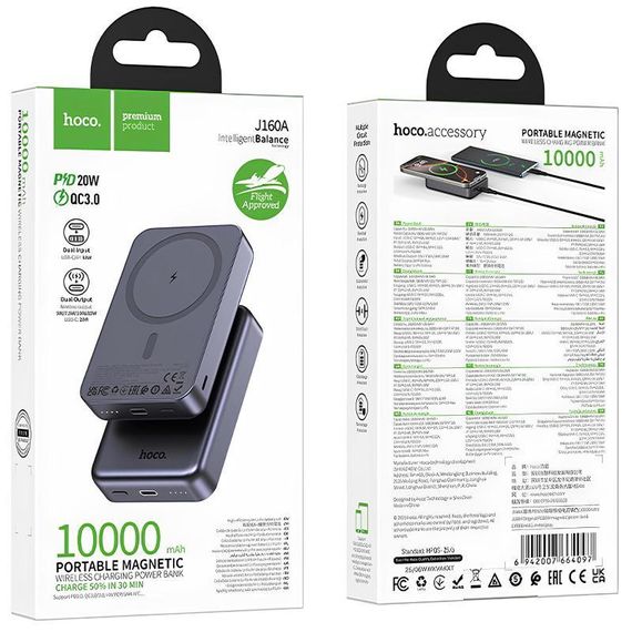 Портативний ЗП Power Bank Hoco J160A Original PD20W з БЗП 10000 mAh Metal gray | Зображення 1