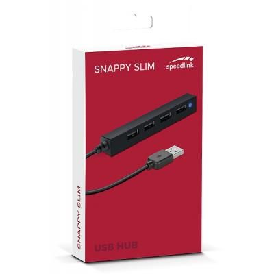 Концентратор Speedlink SNAPPY SLIM USB Hub, 4-Port, USB 2.0, Passive, Black (SL-140000-BK) (SL-140000-BK) | Зображення 1