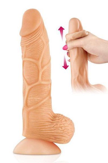 Фалоімітатор із рухомою крайньою плоттю Real Body — Real Brad, діаметр 4 см, TPE Sex Aura | Зображення 1