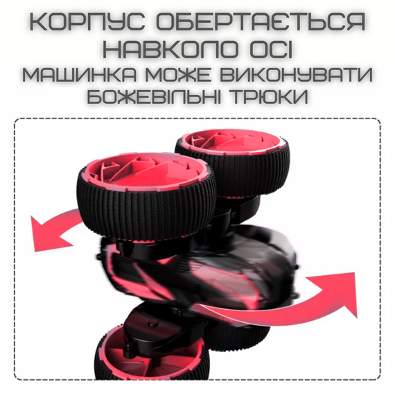 Швидкісна Машинка Перевертень на Радіокеруванні з LED Підсвічуванням і Обертовим Корпусом Трюкова Машинка на Акумуляторі MKB Fancy | Зображення 2