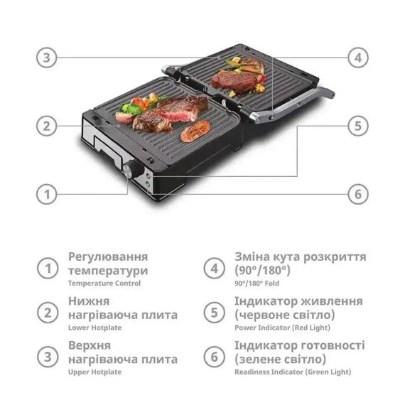 Электрический контактный гриль 3000Вт, BBQ BITEK BT-2687 / Прижимной электрогриль с регулировкой температуры | Зображення 3