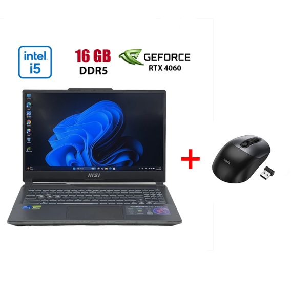 Ігровий ноутбук Б-клас MSI Cyborg 15 A12VF-215U / 15.6" (1920x1080) IPS / Intel Core i5-12450H (8 (12) ядер по 3.3 - 4.4 GHz) / 16 GB DDR5 / 480 GB SSD / nVidia GeForce RTX 4060, 8 GB GDDR6, 128-bit / WebCam б/в + Подарунок Бездротова миша HOCO GM28