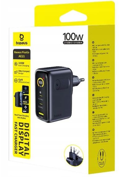Мережевий зарядний пристрій Baseus PicoGo AE21 100W GaN Fast Charger | Зображення 1