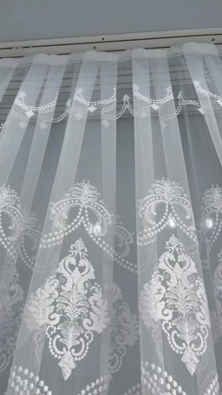 Тюль білий з кордовою люрекс вишивкою для спальні або залу | Зображення 5