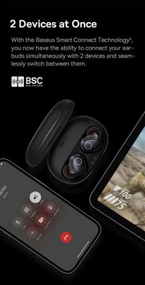 Беспроводные наушники Baseus WM03 TWS Bluetooth 5.3 | Зображення 7