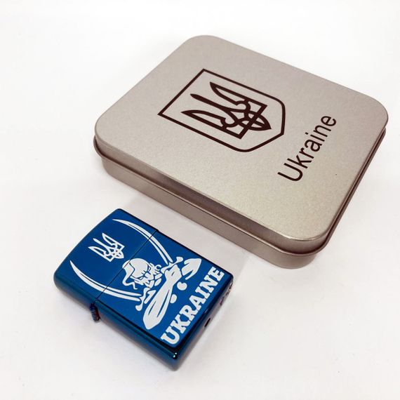 Дугова електроімпульсна запальничка USB Україна (металева коробка) HL-449. DG-606 Колір: синій | Зображення 8