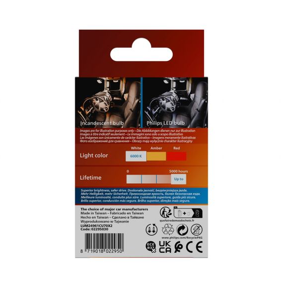 Комплект світлодіодних ламп PHILIPS 24961CU70X2 W5W (T10) LED Ultinon Pro7000 W2.1X9.5d WHITE 6000K 24V | Зображення 3