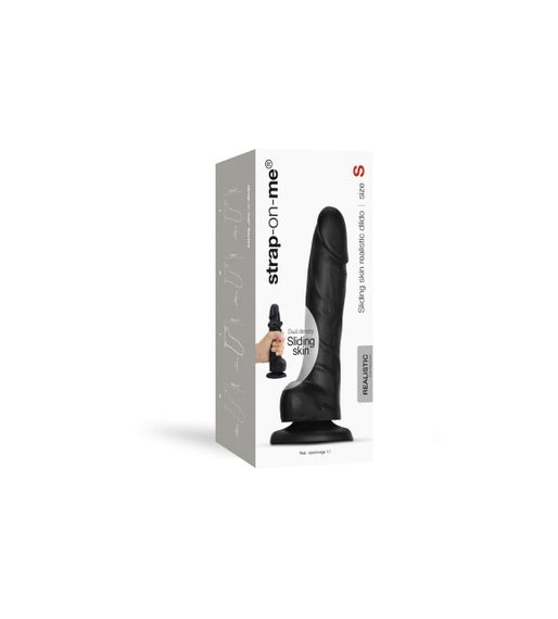 Реалістичний фалоімітатор Strap-On-Me Sliding Skin Realistic Dildo Black S, ефект рухливої шкіри Sex Aura | Зображення 8