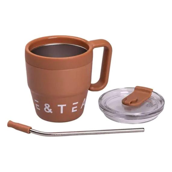 Термокружка Coffee & Tea с трубочкой коричневая HP-14-23BR | Зображення 3