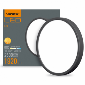 LED Світильник накладний круглий 24W 5000К 220V чорний VL-DLRS-245B Videx