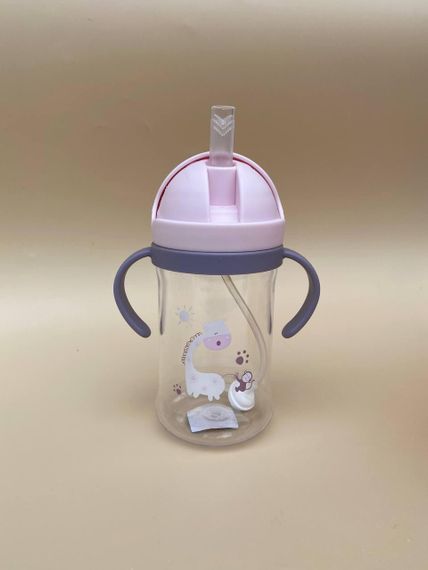 Поїльник непроливайка з трубочкою і грузиком рожевий жираф 350мл | Зображення 7