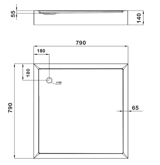 Душовий піддон Lidz Kapielka ST80x80х14, квадратний LKAST808014 | Зображення 1