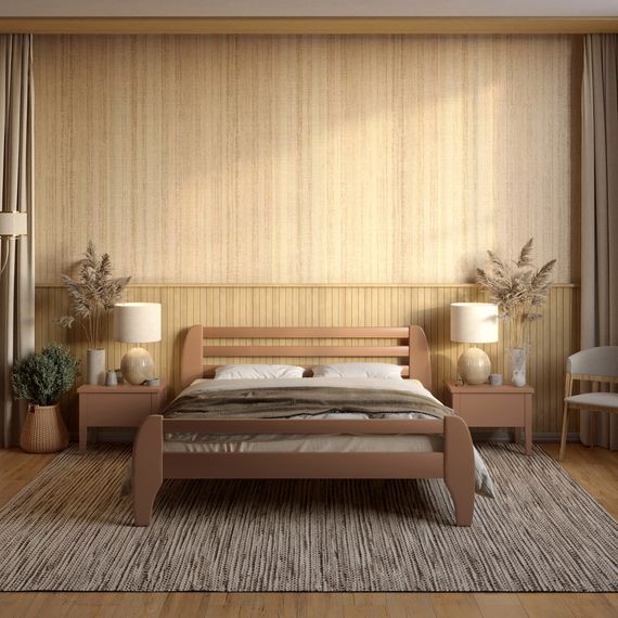 Двоспальне дерев&#039;яне ліжко Mebigrand Мілан Коричневий (RAL8025) 140х200 см (MBG-6374)