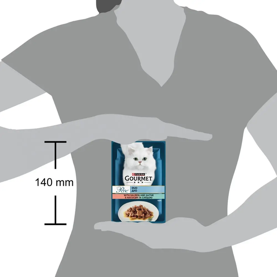 Влажный корм пауч Purina GOURMET Perle duo pouch для взрослых котов, лосось и сайда, 85г | Зображення 2
