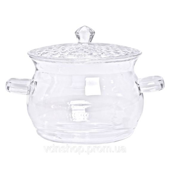 Скляна каструля прозора з кришкою 2 (л) жаростійка HP-33-1