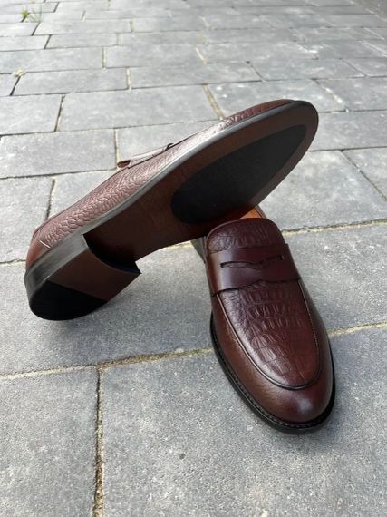 Брутальні чоловічі лофери коричневого кольору 47 розмір | Зображення 6