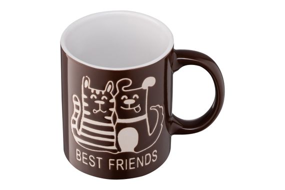 Чашка ARDESTO  Best friends, 330 мл, коричнева, кераміка (AR3471BR) | Зображення 1