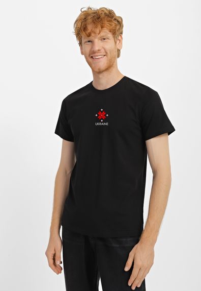 Футболка чоловіча чорна з принтом "Вишиванка на спині", 2XL | Зображення 1