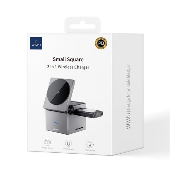 БЗП WIWU Wi-W030 Planeta Trio 3 in 1 Cableless charger Gray | Зображення 5