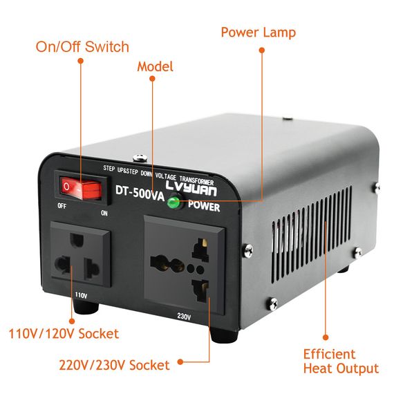 Перетворювач напруги 220v на 120v 500W (250W) | Зображення 2
