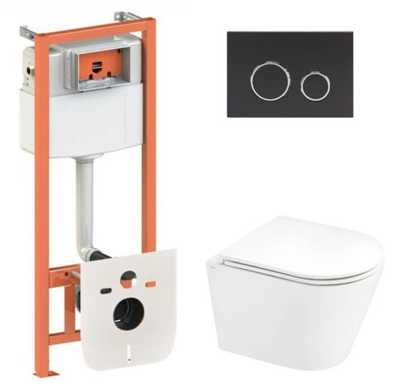 Набір Qtap Nest 4 в 1 підвісний унітаз Scorpio Ultra Quiet 520x365x365 + комплект інсталяції QT1433053EUQW45164