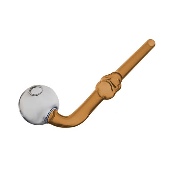 Стеклянная Трубка Изогнутая "Oil Pipe Scull Bend Brown" | Зображення 1