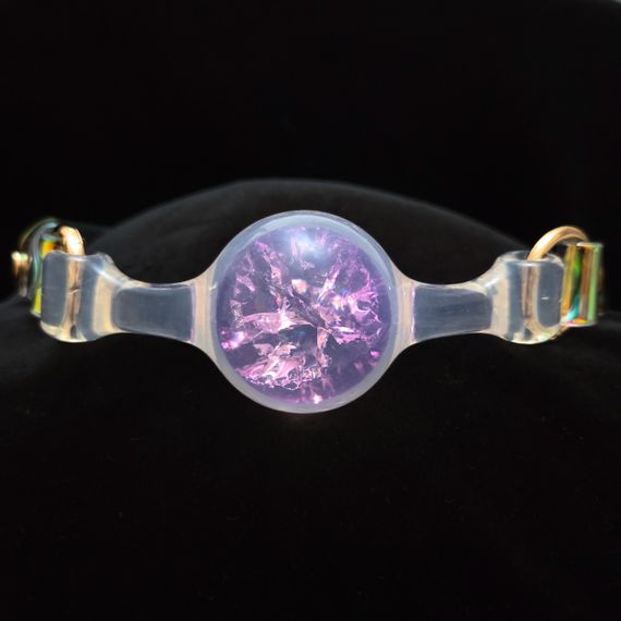 Кляп-кулька прозора UNIVIBE з фіолетовим каменем, силіконовий Sex Aura | Зображення 1