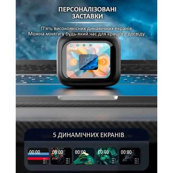 Наушники беспроводные LX-10 TWS Earbuds с LED дисплеем Блютуз беспроводные наушники затычки. Цвет: черный | Зображення 3