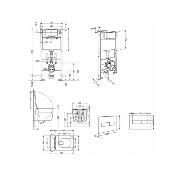Готовое решение Qtap для ванной комнаты: подвесной унитаз Gemini Ultra Quiet 520x360x350 + комплект инсталляции Standard (линейная | Зображення 1