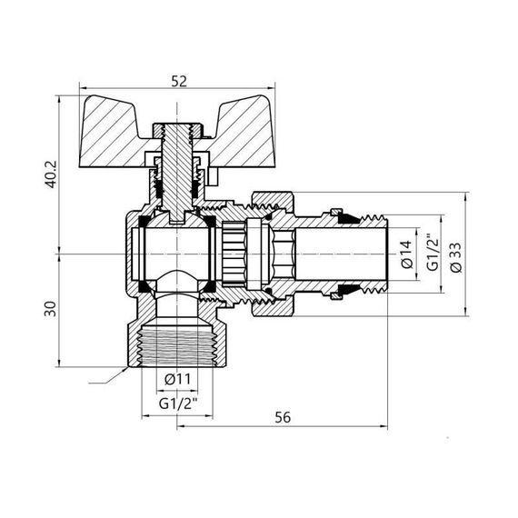 SD Кран Американка з антипротіканням кутовий 1/2 PN40 конус SD901NW15PN40 | Зображення 1