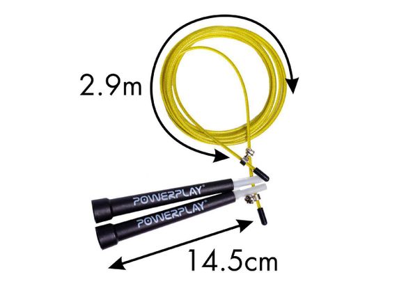 Скакалка швидкісна PowerPlay 4202 Ultra Speed Rope Жовта (2,9m.) | Зображення 4