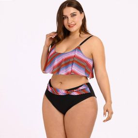 Роздільний купальник PLUS SIZE знімними чашками та високими плавками