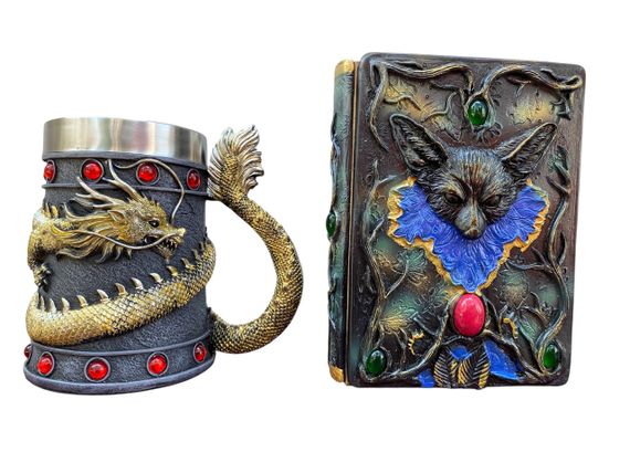 Подарунковий набір Кухоль 3D Танард Gold Rose та Блокнот 3D «Лісовий Грімуар Лиси»