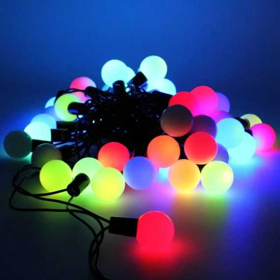 Гірлянда матова кулька 40LED 5м (флеш) 18мм, Новорічна бахрама, Світлодіодна гірлянда, Вулична гірлянда | Зображення 1