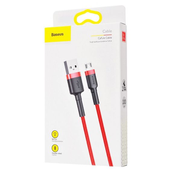Кабель Baseus Cafule Micro USB 2.4A (1m), Чорний, 1.0 м | Зображення 1