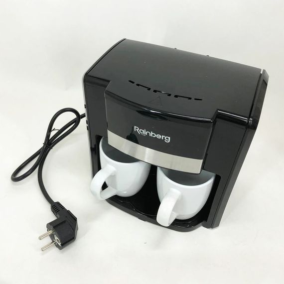 Кавоварка краплинна Rainberg RB-613 (0,3 л, 500 Вт) з двома керамічними чашками, маленька кофемашина | Зображення 8