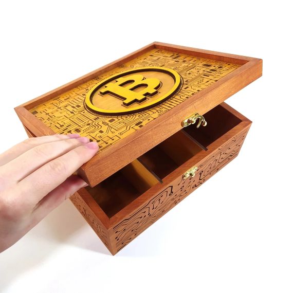 Ящик с крышкой Bitcoin 24,5х19,5х10,8 см Мастерская мистера Томаса Дерево Лак | Зображення 7