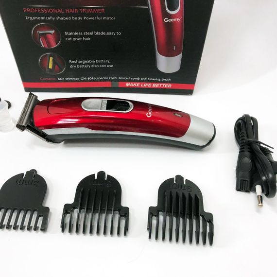 Машинка для стрижки волосся Gemei GM-6046, Машинка для стрижки волосся та гоління. Колір: червоний | Зображення 1