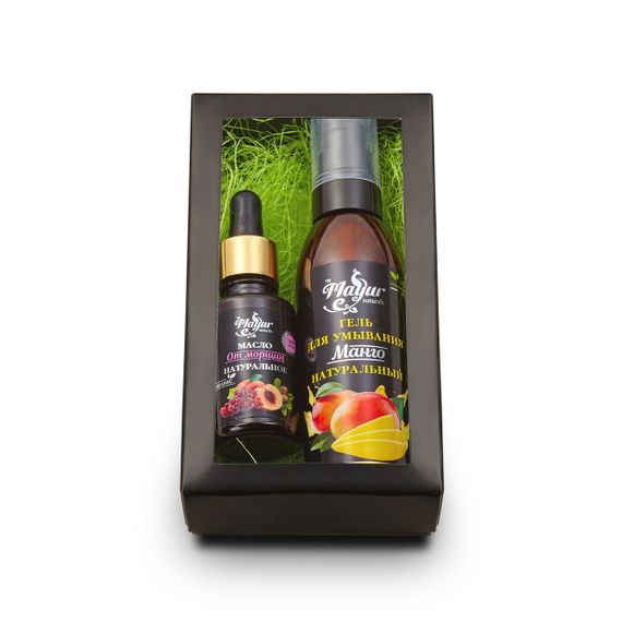 Подарочный набор по уходу за сухой кожей (Гель для вмивання "Манго" 100 мл + Масло для лица против морщин) 33 | Зображення 1