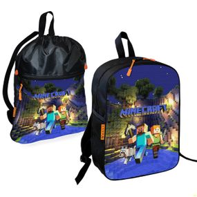 Школьный рюкзак детский Minecraft + Сумка для обуви спортивной формы рюкзак-мешок  для мальчика (01716)