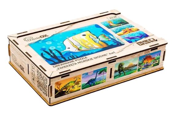 Пазл 4в1 "Морські жителі" дерев'яний, 15 елем., в малюнку  PuzzleOK | Зображення 3