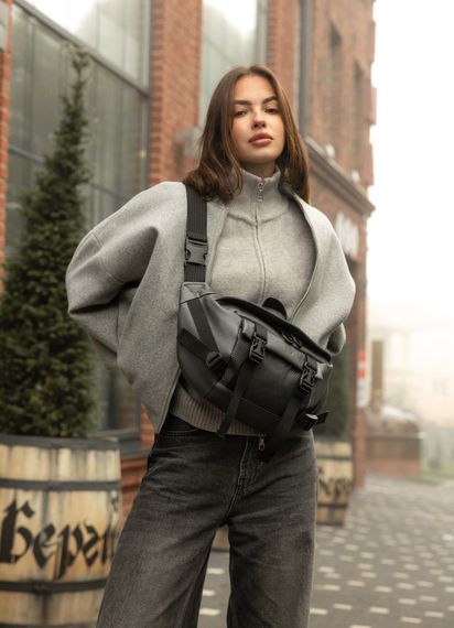 Большая женская поясная сумка бананка Sambag DynamicDart графитовая 38×21×7 см (80411009) | Зображення 5