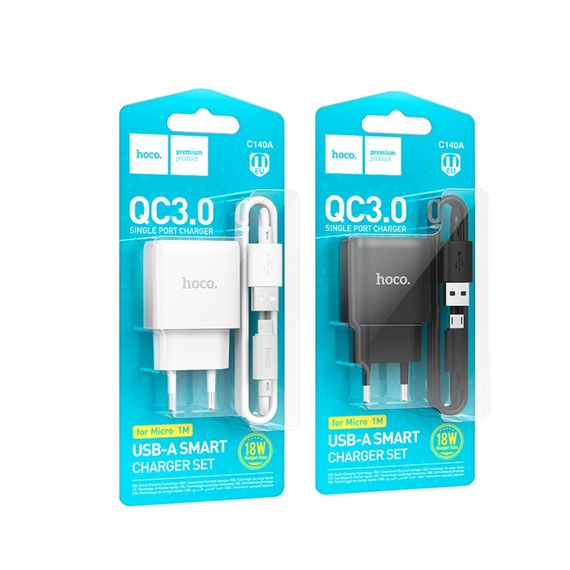 Сетевое Зарядное Устройство Hoco C140A 1USB QC 18W+USB to Micro | Зображення 5