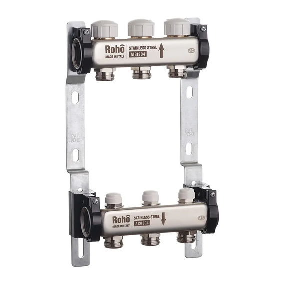 Коллектор с термостатическими и запорными клапанами Roho R805-03 - 1"х 3-х. (RO0057)