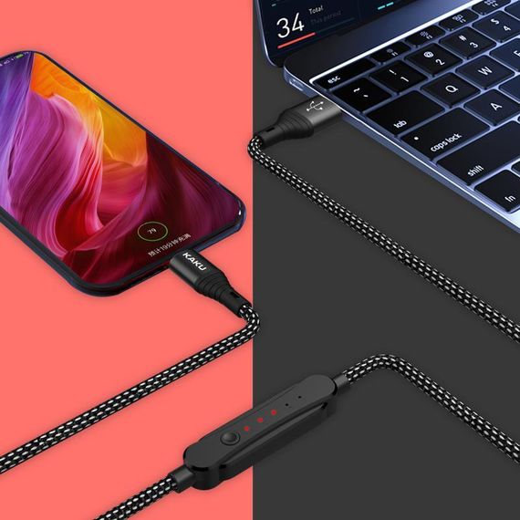 USB кабель Kaku KSC-282 USB - Type-C 1m с таймером - Black | Зображення 4