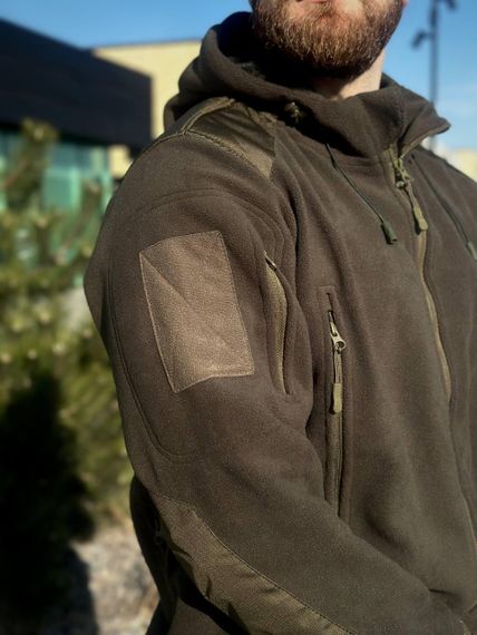 Тактична Куртка Олива мікрофліс з Капюшоном Military Olive | Зображення 9