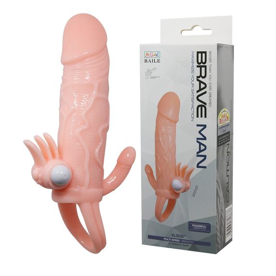 Насадка на член - Brave Man Vibrating Penis Sleeve Flesh sexstyle