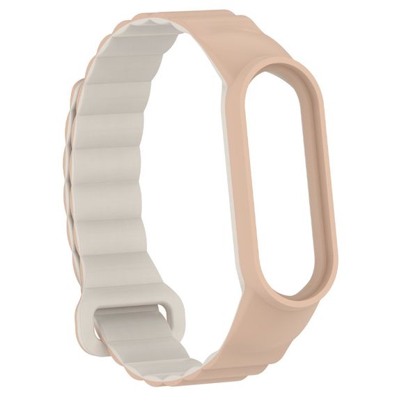 Ремінець Dual-color Magnetic для Xiaomi Mi Band 7/6/5/4/3 Beige / White | Зображення 2