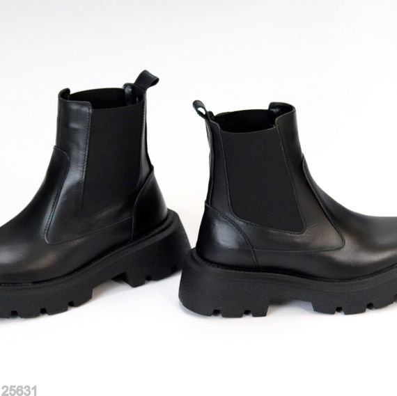 Зручні базові чорні зимові черевики челсі з еластичною вставкою | Зображення 2